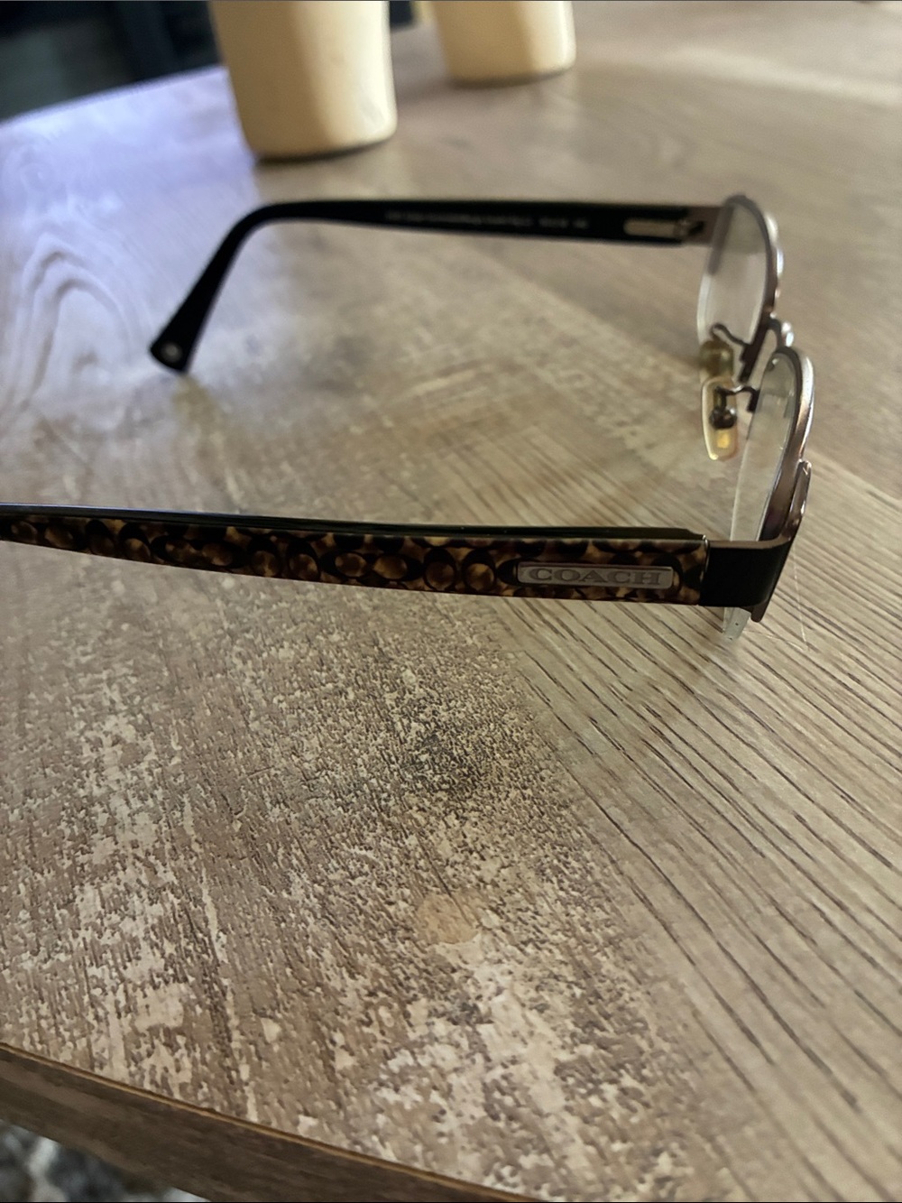 Coach Brown Tortoiseshell and Gold Semi-Rim Eyeglasses